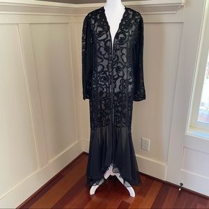 Vintage Natori Black Sheer Peignoir Robe Overcoat